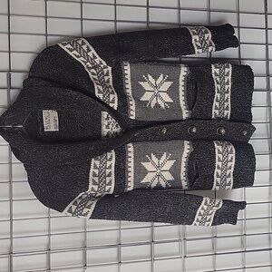 Bluenotes Women's Cardigan Sweater Size Medium Gray and White